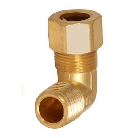 3/8 O.D. COMP X 1/4 MIP Reducing 90° Elbow Pipe Fitting, Lead Free Brass